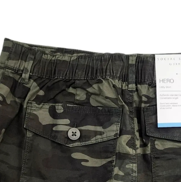 Social Standard Roll Tab Utility Shorts Relaxed Fit Camo Stretch - Picture 3 of 6